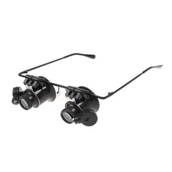 

Loupe Tools 10X 15X 20X 25X LED Lights Glasses Magnifier Jeweler Watch Repair Eye Glasses Optical Lens Magnifier With 2 LED