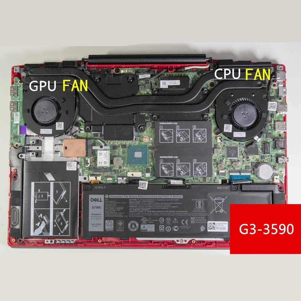 Ноутбук Процессор Вентилятор охлаждения GPU радиатор Тетрадь ПК для DELL G3-3590 EG75070S1-1C060-S9A EG75070S1-1C070-S9A cn-0160Gm cn-04NYWG