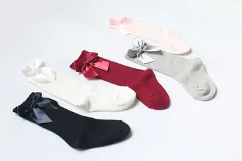 

Baby Girl Knee High Bows Princess Socks Long Tube Booties Striped Kids Children Solid Socks Autumn Winter