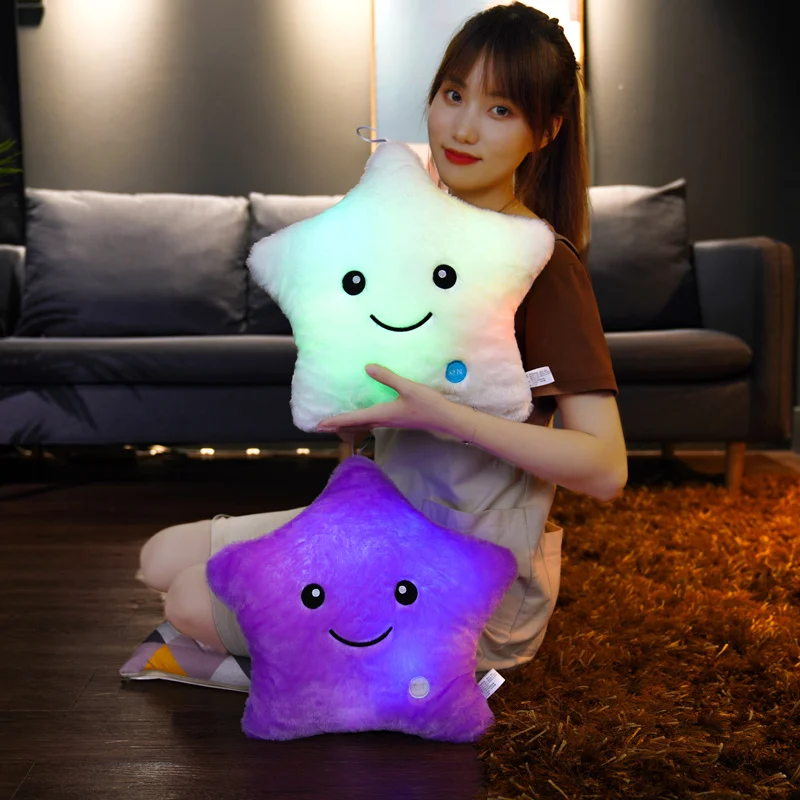 Luminous Star Pillow Led Light Pillow Plush Toys Colorful Stars Kids Toys Birthday Gifts For Kids 1pc 40CM
