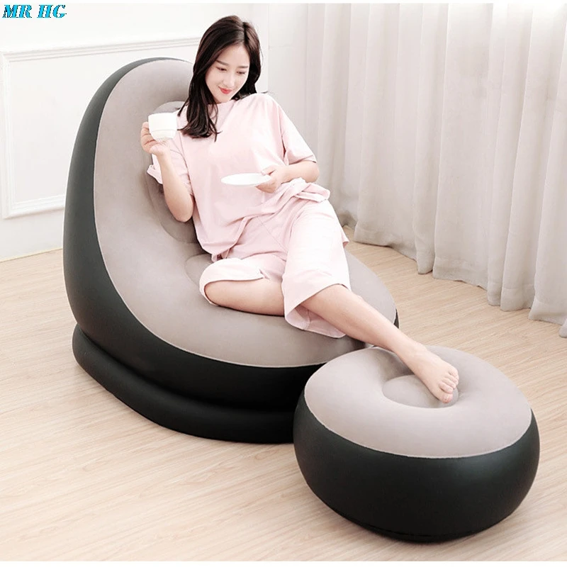 Hairdresser Bot eternally Flocked Pvc Inflatable Sofa Lounge Air Chair With Foot Rest Indoor Outdoor  Living Room Ottoma Stool Garden Lounger - Garden Sofas - AliExpress