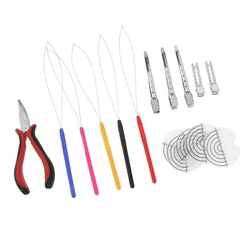 Hair Extensions Pliers & Hook Needle With Clip And  Shield Tools Kit Set