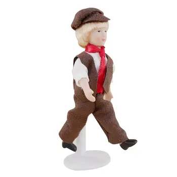 

4inch 1/12 Doll House Miniature Movable Ceramic Boy Girl Mode Art CraftsScale Home Decor Pretend Toys Kids Gift