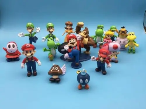 Super Mario Bros 18 шт./лот ПВХ Фигурки игрушки Супер Марио Йоши Персик Принцесса и Луиджи