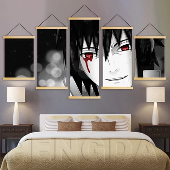 

Home Decor Print Nordic Canvas 5 Piece Animation Naruto Picture Wall Artwork Modern Wooden Scroll Hanging Painting For Kid Room