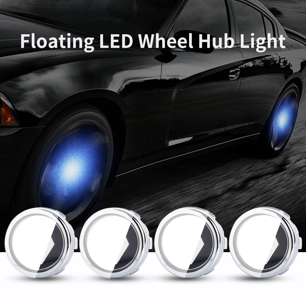 4pcs Hub Light Car Wheel Caps Light Center Cover Lighting Cap Floating