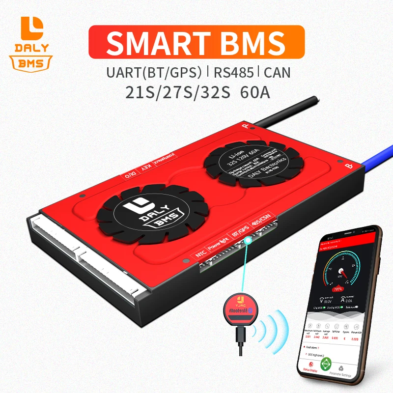 Дейли Смарт BMS 3 7 литиевая батарея 18650 21S 27 32S 60A общий порт UART RS485 могут