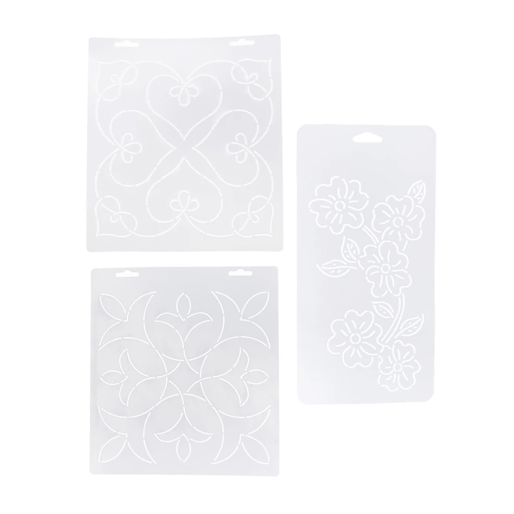 3 Pieces Semi-transparent Stencil Plastic Quilting Template Quilt Patchwork Tool