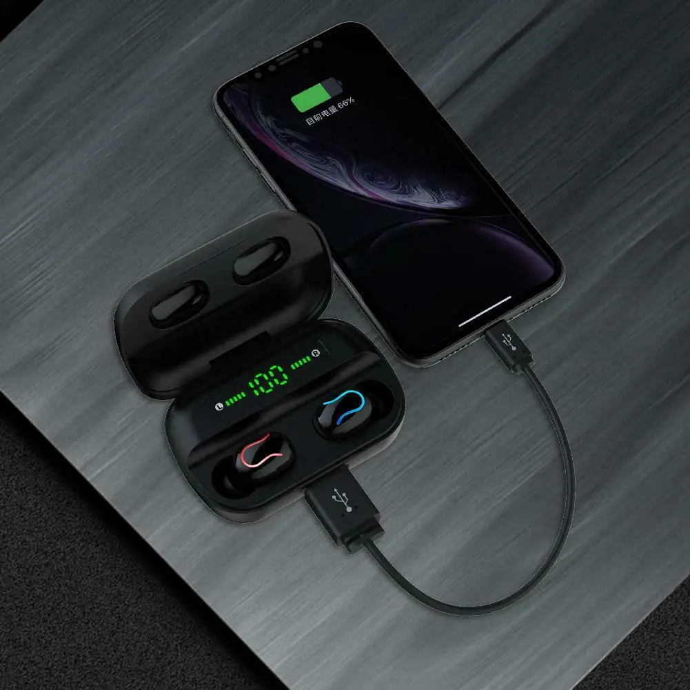 Q82 TWS с микрофоном беспроводной цифровой дисплей гарнитуры Bluetooth наушники power Bank стерео спортивные игровые наушники