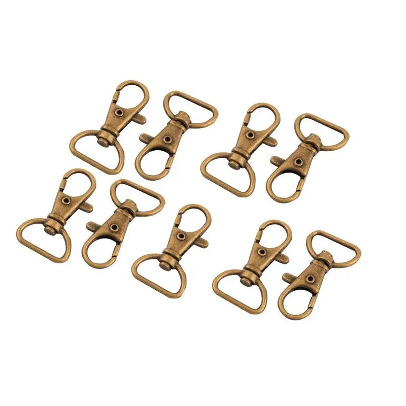 

Shoulder bag metal band Insurance carabiner Rotating swivel Buckle Bronze tone 9 pcs