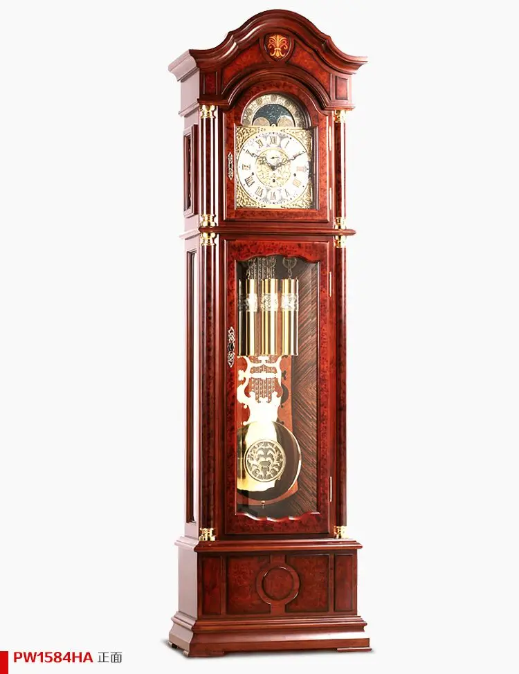 antique pendulum carved wooden solid wood mechanism Movement floor standing clock