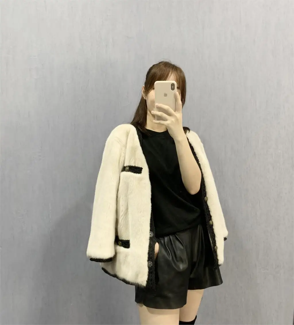 new small fragrant feng shui velvet female female mink coat whole mink coat 1008