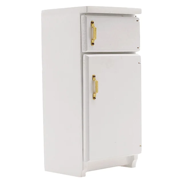 Dollhouse Accessories, 1:12 Dollhouse Kitchen Miniature White Refrigerator Furniture Model 2