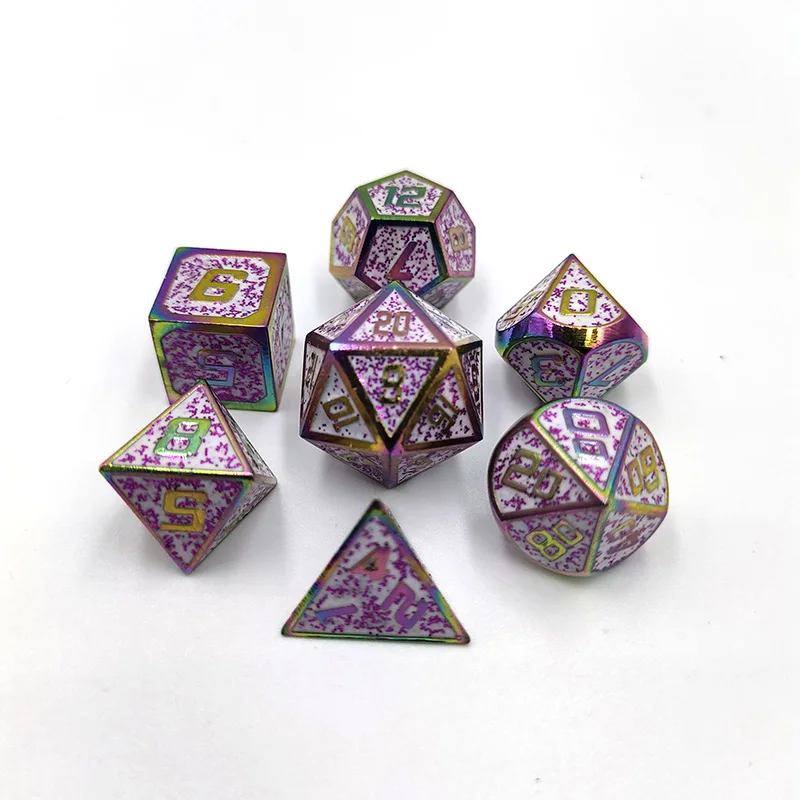 Colorful White Новые высококлассные игральные кости DND набор 7 шт./компл. dados rpg металла многогранные кости dobbelstenen dados РОЛ игральная кость d6 d4 d8 d10 d12 d20 - Цвет: Colorful White
