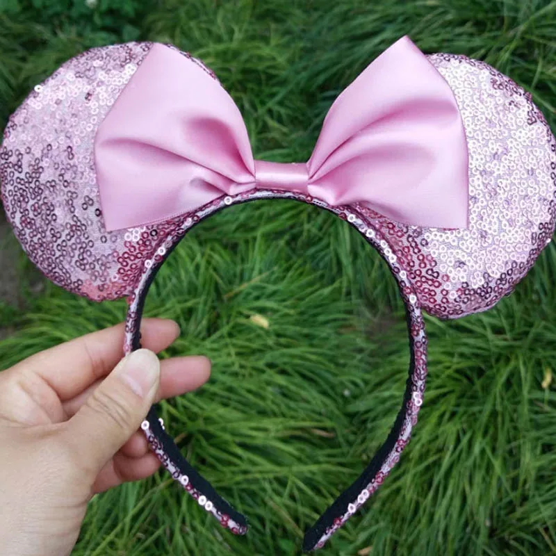Disney New Mickey Minnie Mouse Headdress Pretend Play Head Ear Girls Sequin Hair Band Kawaii Head Hoop Plush Party Toys Kid Gift - Цвет: J