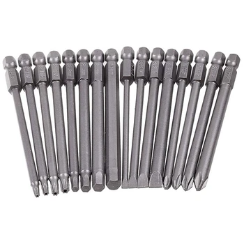

16 Pack 1/4 Inch Hex Shank Long Magnetic Screwdriver Bits Set 4 in Power Tools (Slotted+Cross+Hex+Plum Blossom)
