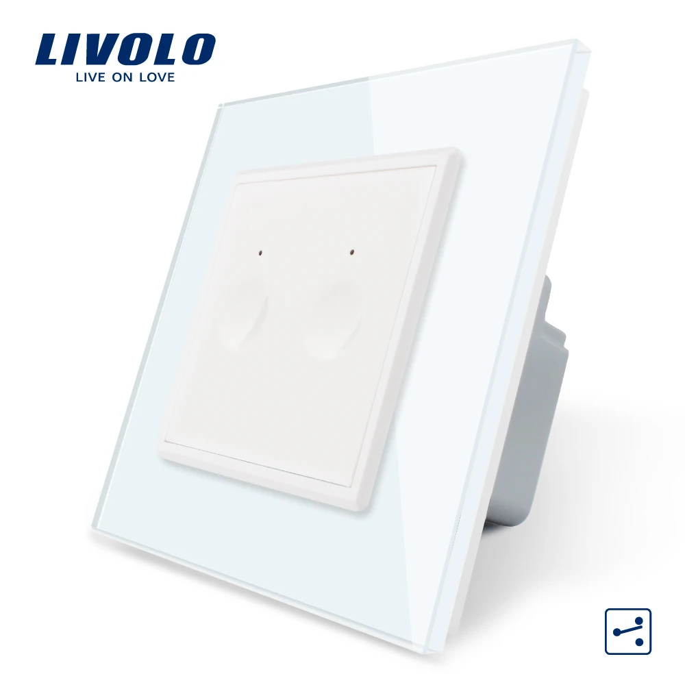 

Livolo EU Standard Touch Switch, 2 Gang 2 Way Control, 7 Color Crystal Glass Panel,Wall Light Switch,220-250V,without logo