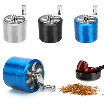 

HOOMIN 4 Layer 55mm Diameter Herb Tobacco Spice Grinder Hand Crank Muller Tobacco Grinder Mill Pollinator Zinc Alloy Metal