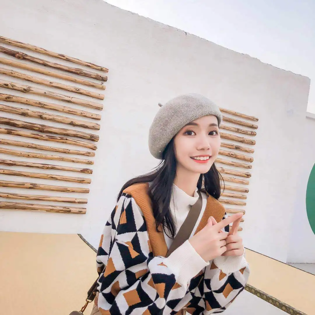 Женский шерстяной берет в винтажном стиле, шерстяная Повседневная шапка в японском стиле, простая осенне-зимняя универсальная Корейская Стильная шапка - Цвет: Gray