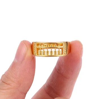

1PC Gold Color Abacus Ring Counting Frame Shape Finger Ring Maths Number Jewelry Unisex Fashion Gift