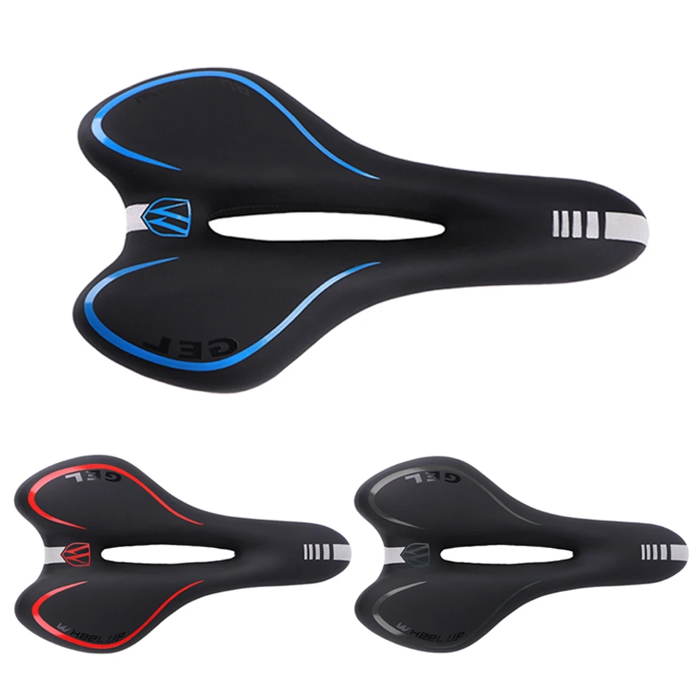 WHEEL UP Breathable Soft Bike Bicycle Saddle PVC Leather Comfortable Road Mountain Bike Seat Thick Pad Hollow Cycling Saddle