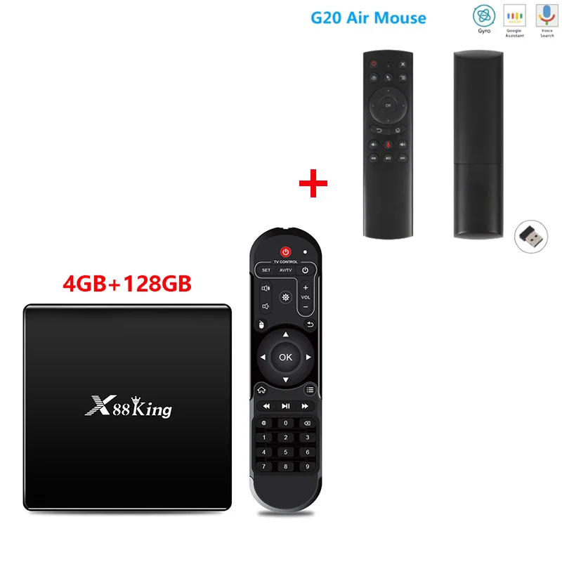 X88 King Android 9,0 ТВ приставка Amlogic S922X DDR4 4 Гб 128 ГБ телеприставка 2,4G 5G двойной Wifi Bluetooth 5,0 1000M LAN 4K медиаплеер - Цвет: X88 black add g20s