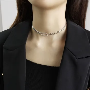 

RUIYI Women Fashion 925 Sterling Silver Geometric Irregular Asymmetry Chic Chokers Minimalist Luxury Wedding Jewelry Necklaces