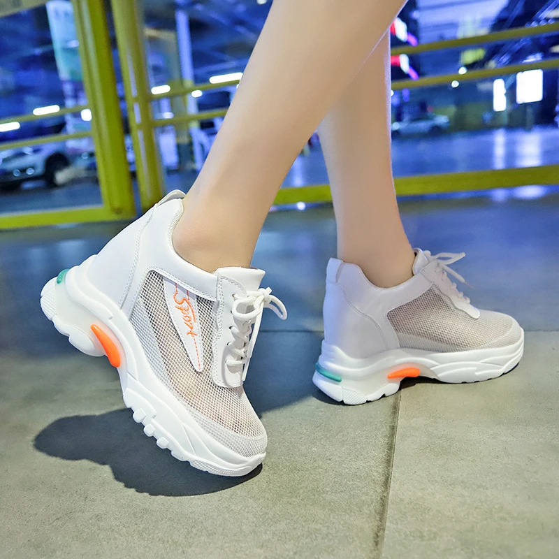 Rimocy chunky sneakers women spring summer breathable mesh high platform culcanize shoes woman height increasing shoes