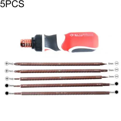 5pcs PENGGONG S2 3/5 шт сплав телескопическая Портативный Регулируемый отвёртка с трещоткой Насадки Набор ручных инструментов с нескользящей пластиковой ручкой - Цвет: 5pcs