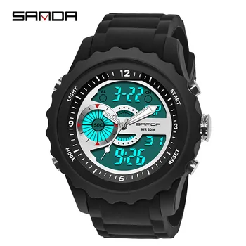 

SANDA Men's Watch Digital Watches Dual Display Electronic Shock Sports Watches Water Resistant Male LED Watch Men Smart Watch