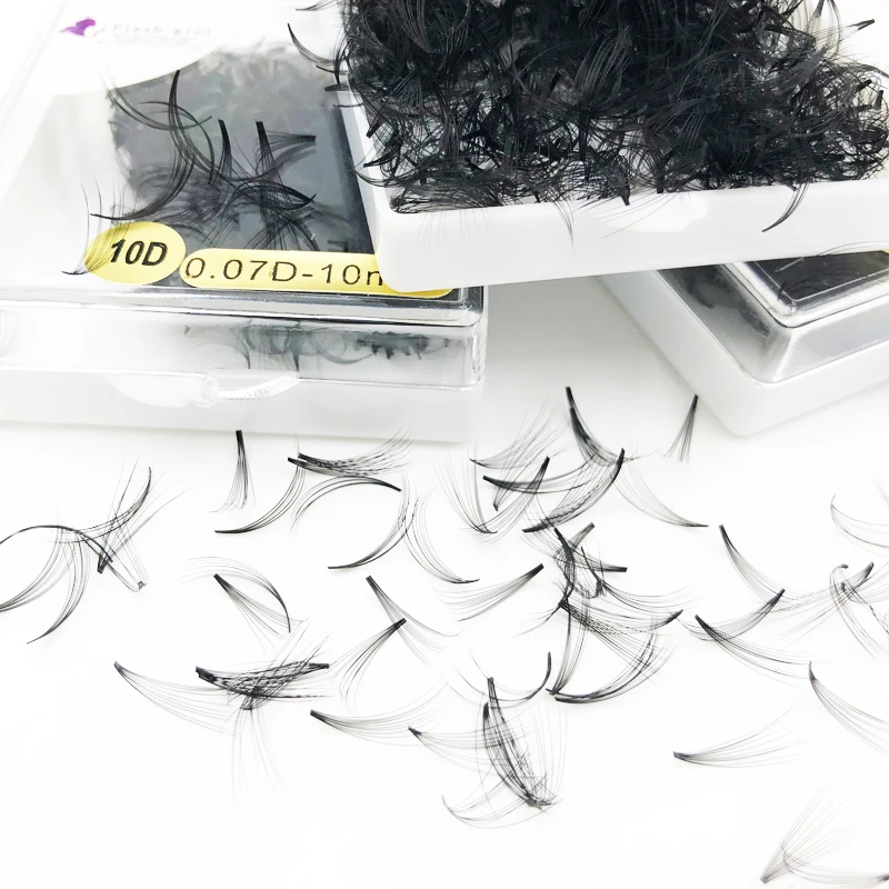 

Customized 10D private label short stem lashes premade fans Russia volume lashes 1000 Fans eyelash extensions
