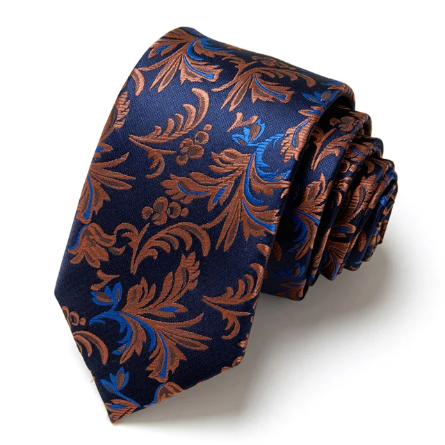 Novelty Ties Men's Fashion Tie  7.5cm Blue Necktie Green & Orange Color Neck Tie For Men Paisley Floral Bowtie Wedding L191