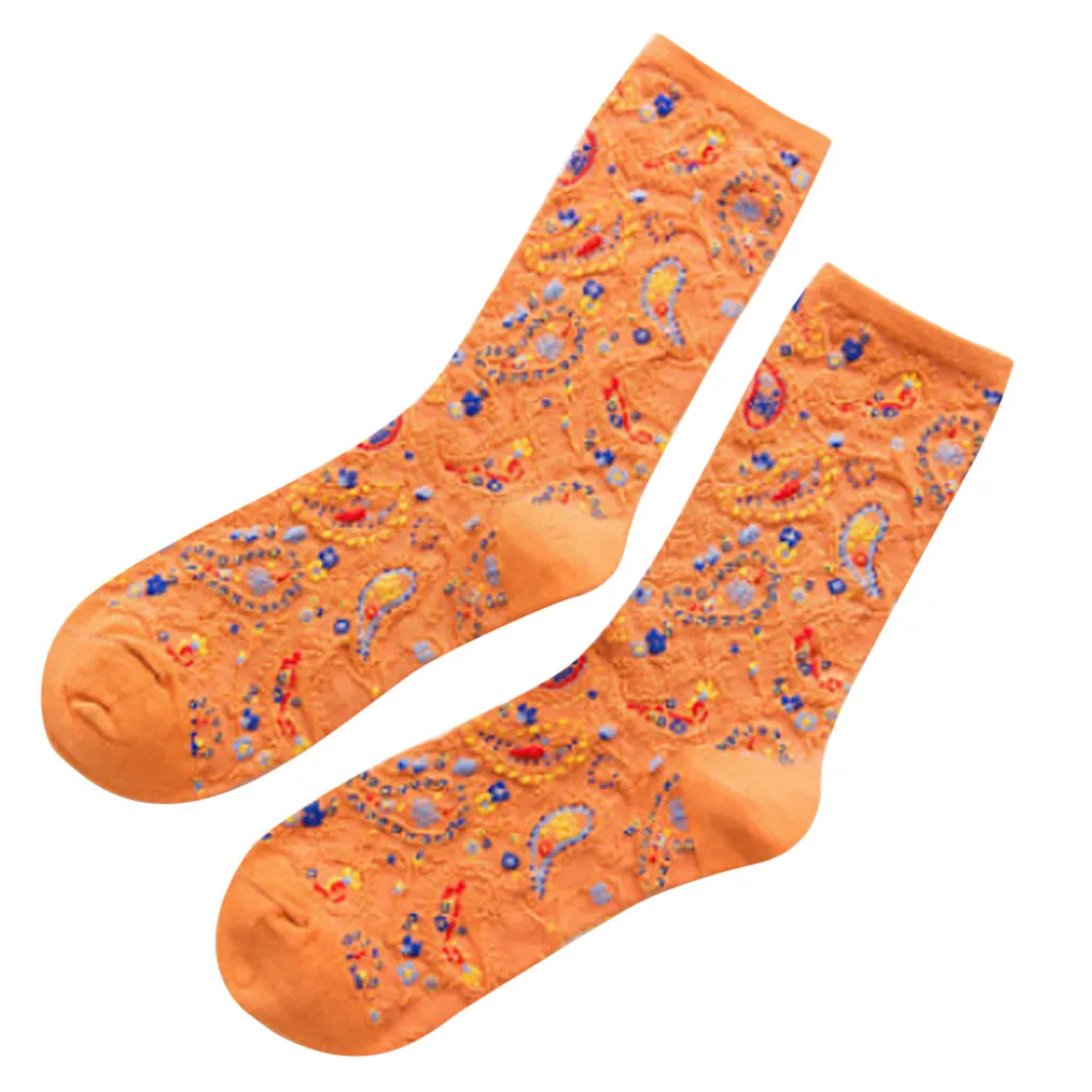 1 пара, новинка, женские хлопковые носки без пятки с принтом тотем в этническом стиле Calze da donna