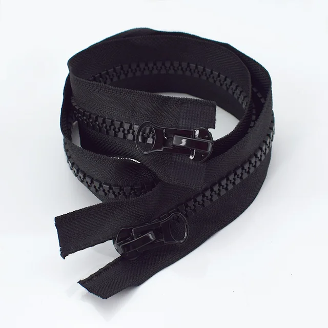 Meetee 2pcs 60-500cm 8# Double/Single Sliders Resin Zipper Open-End Auto Lock Zip DIY Down Jacket Tent Sewing Costume Accessory AP105-DoubleBlack