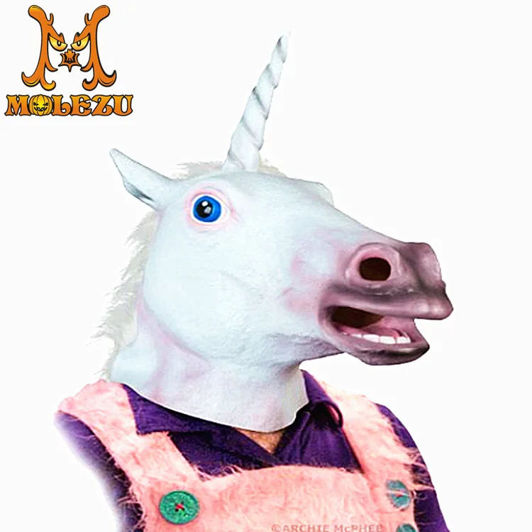 

Halloween Latex Mask Unicorn Head Band Horsehead Mask Simulated Animal Mask Trick Funny Mask
