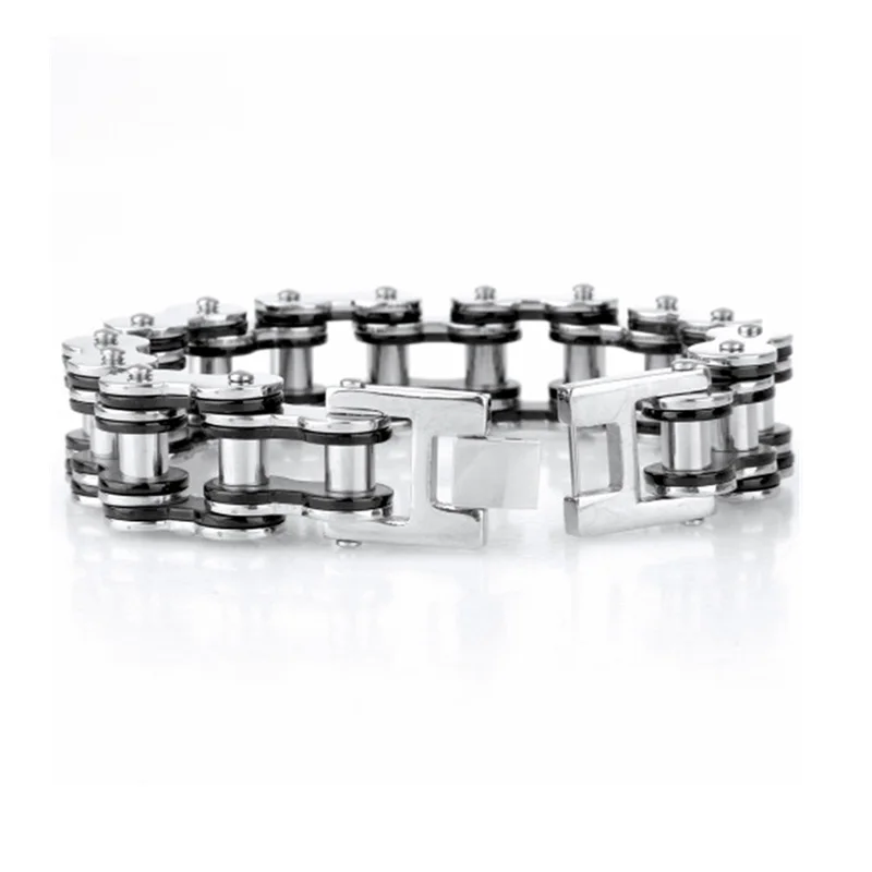 Мужская Черная велосипедная цепь из нержавеющей стали, большой мужской браслет, новинка, мужские аксессуары, панк, персонализированные очаровательные браслеты, цепочка на руку