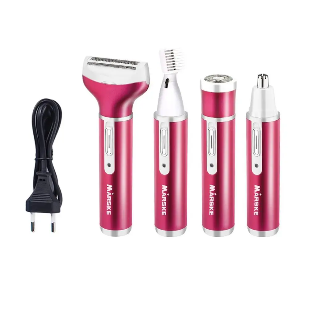 rose red EU plug Щорске 4 в 1 многофункциональная машинка для стрижки Волос Эпиляторы для бровей триммер для бороды бритва Перезаряжаемые в носу и ушах, триммер для удаления волос Горячее предложение - Цвет: rose red EU plug