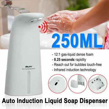 

250ml Wall Mounted Automatic Soap Dispenser Touchless ABS Hands Free IR Sensor Battery Powered Low Consumption