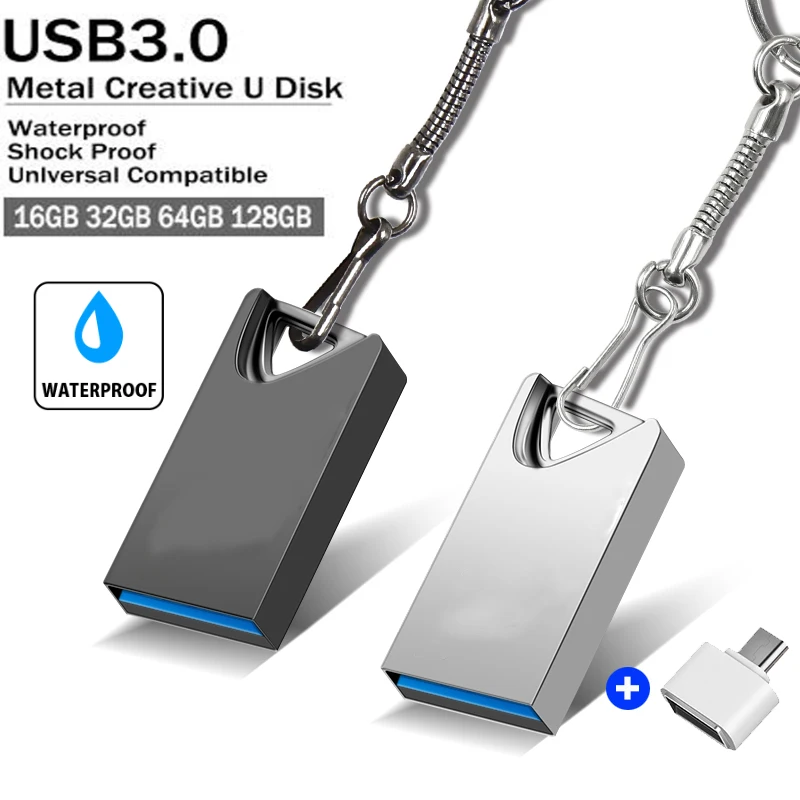 

Mini Cle USB 3.0 Pendrive 128 GB USB Flash Drive 128GB 64GB 32GB 16GB OTG Pen Drive Memory Stick Small Flash Disk with key chain