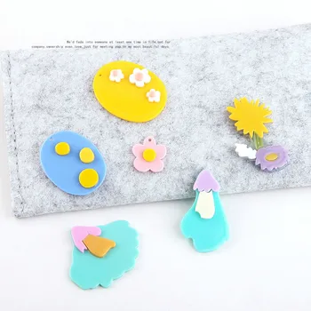 

DIY handmade jewelry accessories Candy-colored creative oval flowers small mushroom resin pendant earring materials