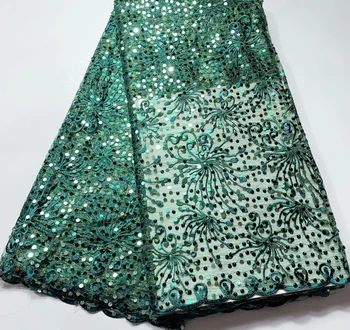 

Embroidery glitter sequence African french organza sequins lace fabric women 2020 high quality Nigerian net tulle lace ESH067