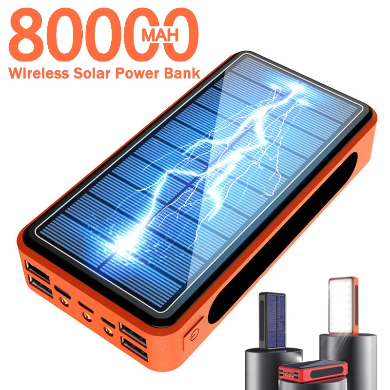 Внешний аккумулятор на солнечной батарее 80000 мАч 4 USB порта|Внешние аккумуляторы| |