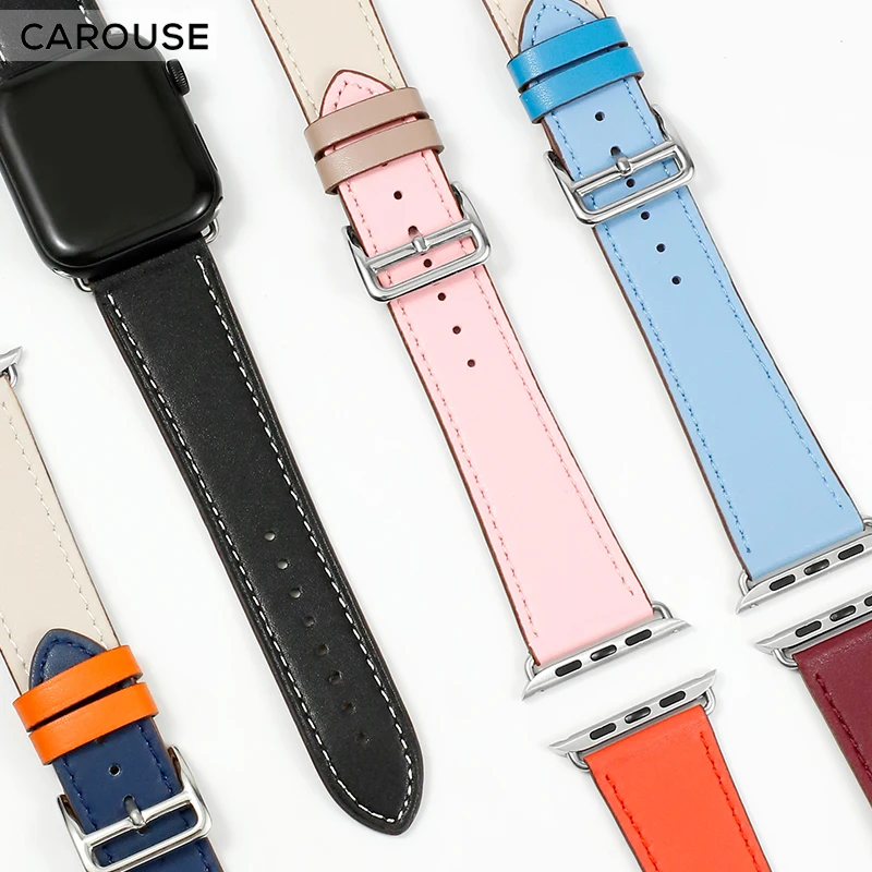 Ремешок Carouse для Apple Watch Series 3/2/1 38 мм 42 мм ремешок из натуральной кожи для iWatch 4 спортивный ремешок для часов 40 мм 44 мм