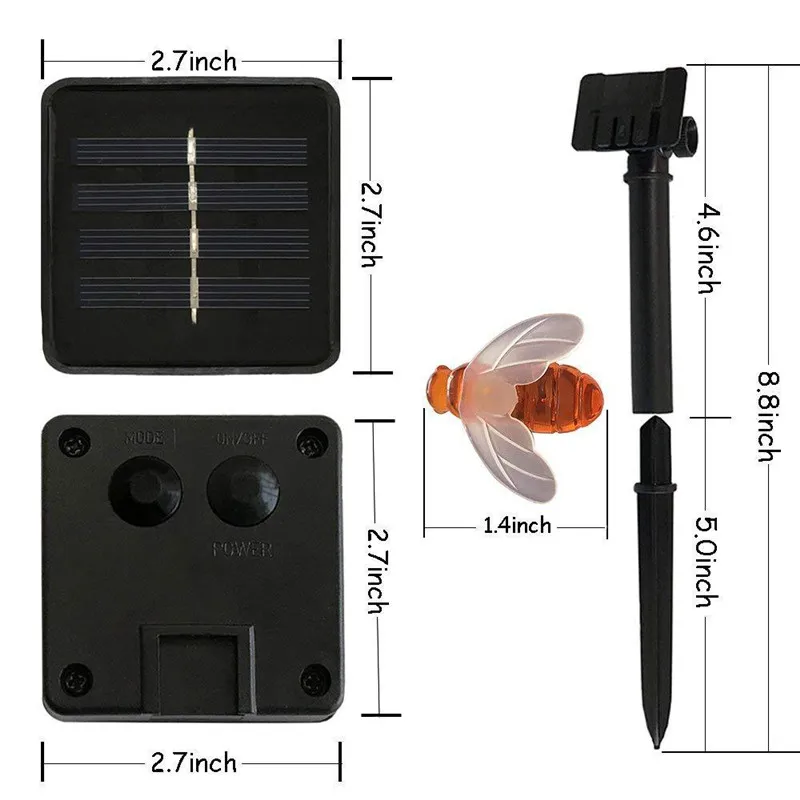12M LED Bees Solar Lights For Garden Decoration Outdoor WaterProof Fairy Light String Christmas Party Wedding Courtyard