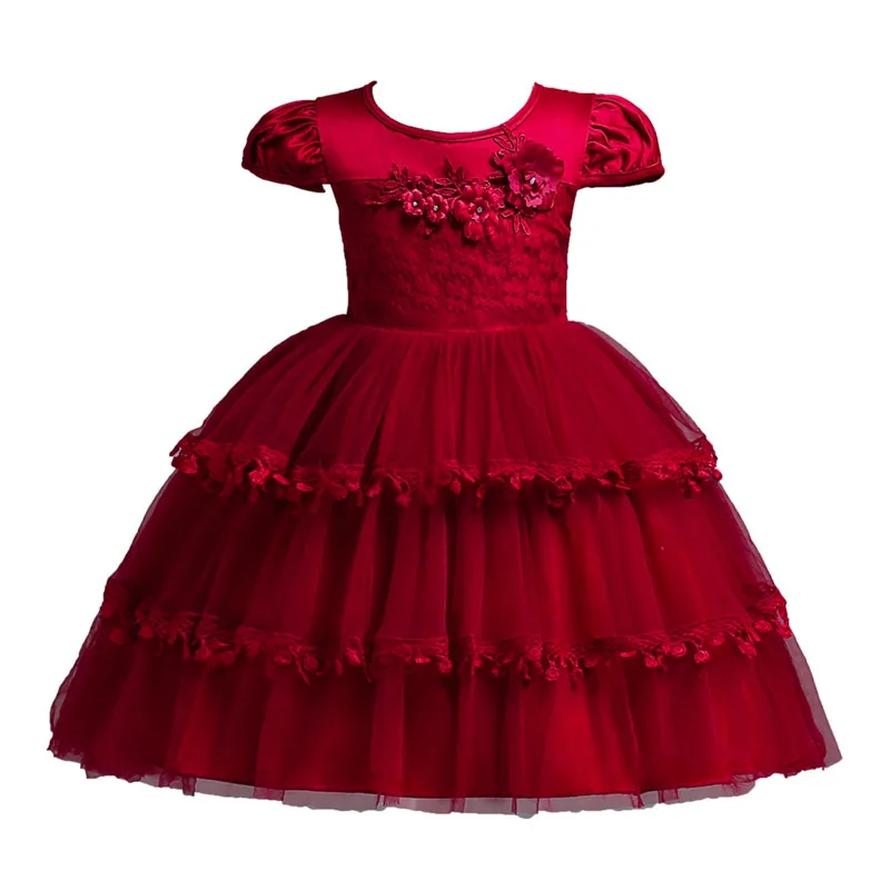 Нарядное платье для маленьких девочек; коллекция года; элегантное вечернее платье для девочек на свадьбу и День рождения; Детские платья для девочек 2-10 лет; Одежда для девочек - Цвет: red