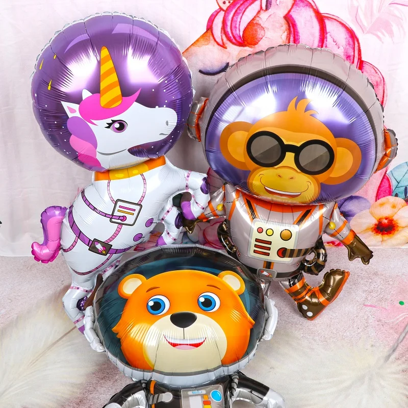 Медвежонка, обезьянки, воздушный шарик из фольги в форме космической галактики тема НЛО астронавт для воздушных шаров baby shower super hero День Рождения украшения подарок для ребенка