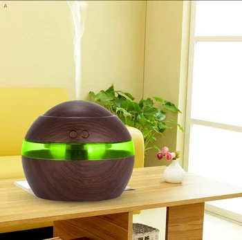 

KBAYBO LED130ml Mini Electric USB Air Humidifier Oil Diffusers Wood with light Ultrasonic Humidifier for Office Bedroom7 colors