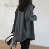 Retro Gray 2022 Spring Summer New Long Sleeve Notch Collar All-match Blouse Coat Women Loose Casual Fashion Solid Shirts Ladies ► Photo 2/6