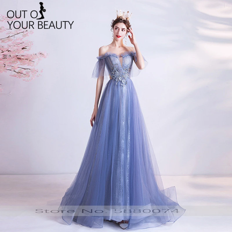 

2020 New High-end Elegant Evening Dress Rose Gold Sexy Off The Shoulder Slim Sequins Long Style Annual Meeting Dress