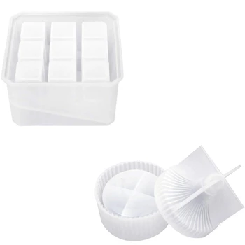 

Box Resin Molds, Silicone Jewelry Box Molds with 9-Slot Epoxy Resin Molds, Round Trinket Box Molds for Making Resin Box